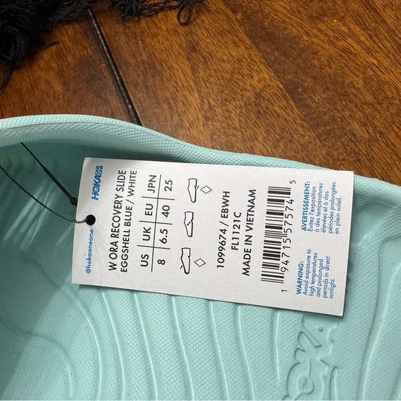 Hoka One One Ora Comfort Recovery Eggshell Blue and White Recovery Slides size 8 - Picture 2 of 5